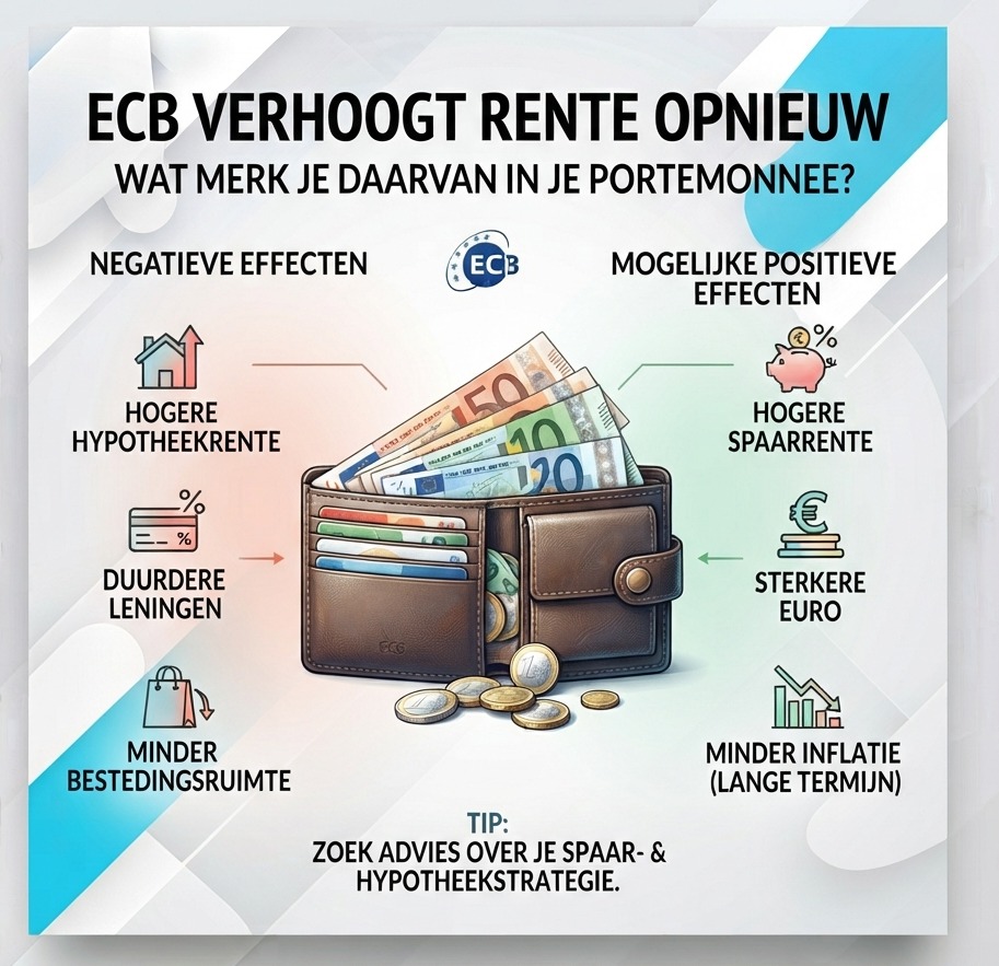 ECB verhoogt rente opnieuw wat merk je daarvan in je portemonnee